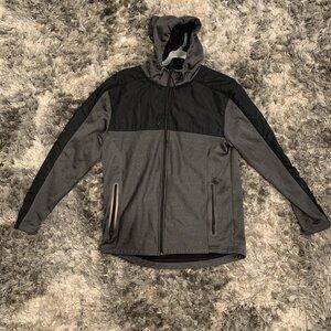 CSG Black and Gray Hoodie Sweatshirt Full Zip LG Pockets Warm